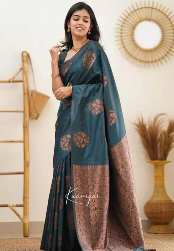Neha Collection Fancy Banarasi Jacquard Silk Women's Saree - Casal, Free Size