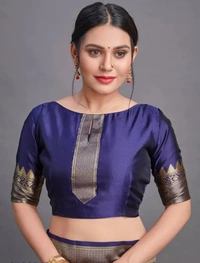 Neha Collection Women's Banarasi Silk Jacquard Saree With Blouse - Blue, Free Size