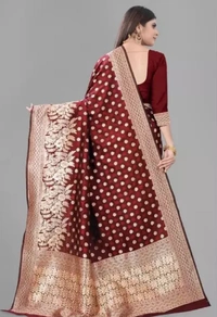 Neha Collection Women's Banarasi Silk Saree - Maroon, Free Size