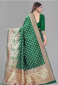 Neha Collection Women's Banarasi Silk Saree - Green, Free Size