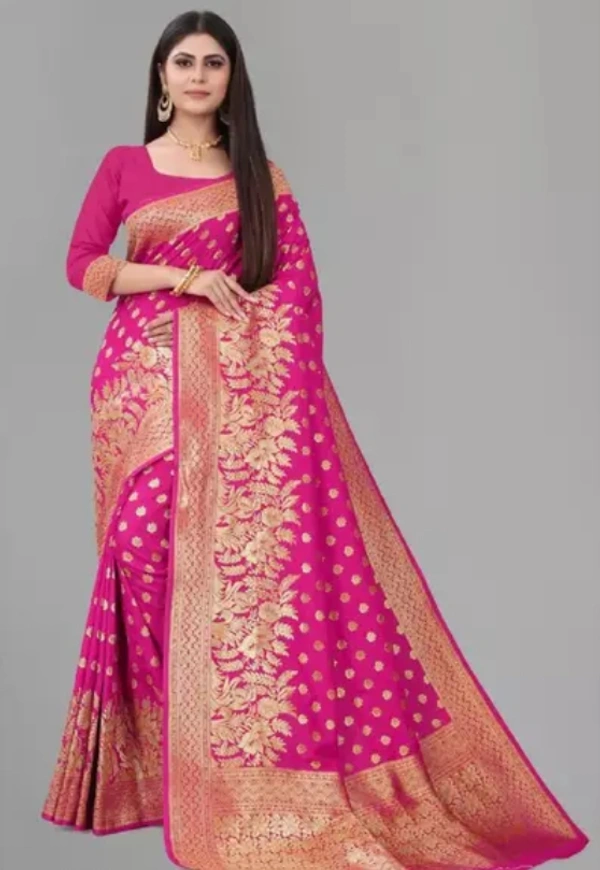 Neha Collection Women's Banarasi Silk Saree - pink, Free Size