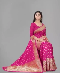 Neha Collection Women's Banarasi Silk Saree - pink, Free Size