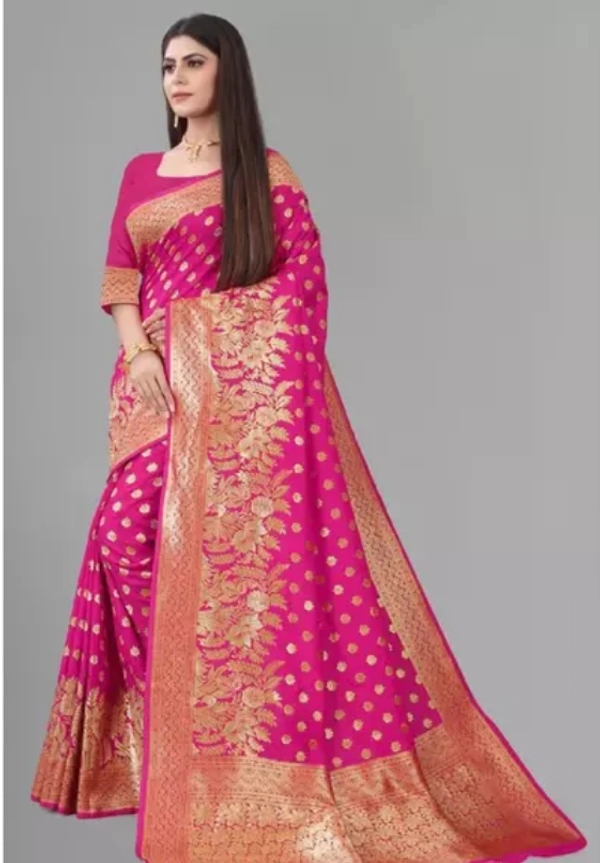 Neha Collection Women's Banarasi Silk Saree - pink, Free Size