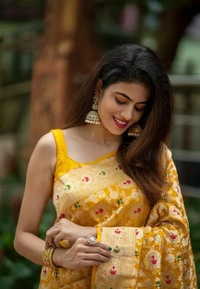 Neha Collection Women's Banarasi Silk Saree - yellow, Free Size