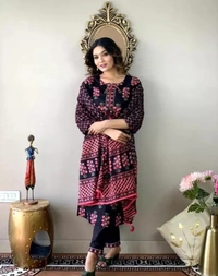 Neha Collection Women's Black Kurta With Pant & Dupatta Sets - Black, S