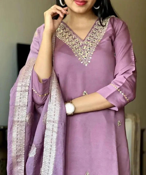 Neha Collection Women's Latest Designer Kurta Sets - Light purple, S