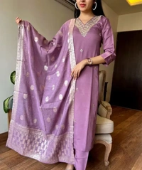 Neha Collection Women's Latest Designer Kurta Sets - Light purple, S