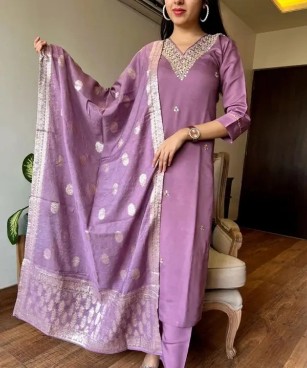 Neha Collection Women's Latest Designer Kurta Sets - Light purple, S