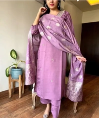 Neha Collection Women's Latest Designer Kurta Sets - Light purple, S