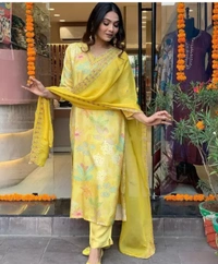 Neha Collection Women's Latest Designer Kurta Sets - light yellow, S