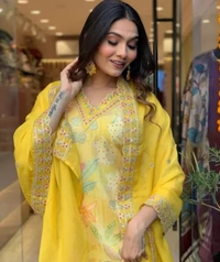 Neha Collection Women's Latest Designer Kurta Sets - light yellow, S