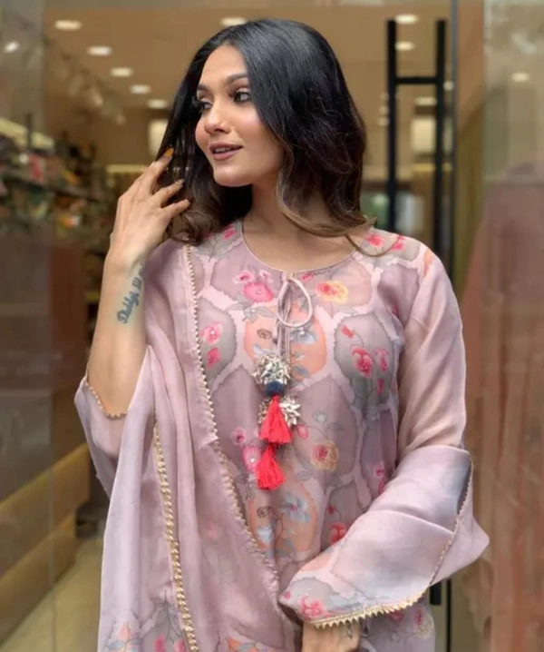 Neha Collection Women Printed Embroidery Kurta Sets - Pink Flare, M