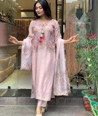 Neha Collection Women Printed Embroidery Kurta Sets - Pink Flare, M