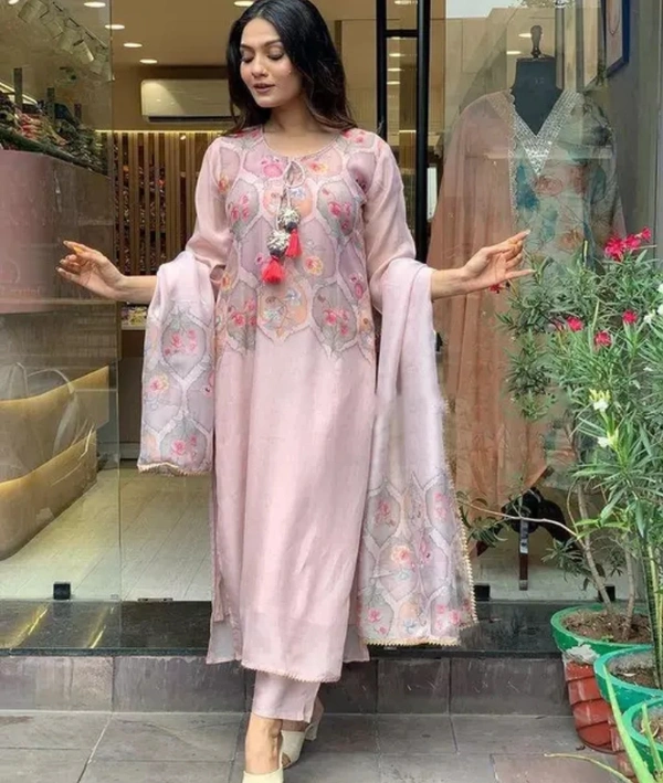 Neha Collection Women Printed Embroidery Kurta Sets - Pink Flare, M