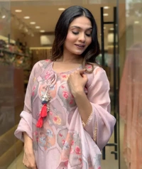 Neha Collection Women Printed Embroidery Kurta Sets - Pink Flare, M
