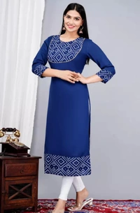 Neha Collection Women's Rayon Ethnic Wear Kurti - Royal Blue, XXL