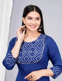Neha Collection Women's Rayon Ethnic Wear Kurti - Royal Blue, XXL