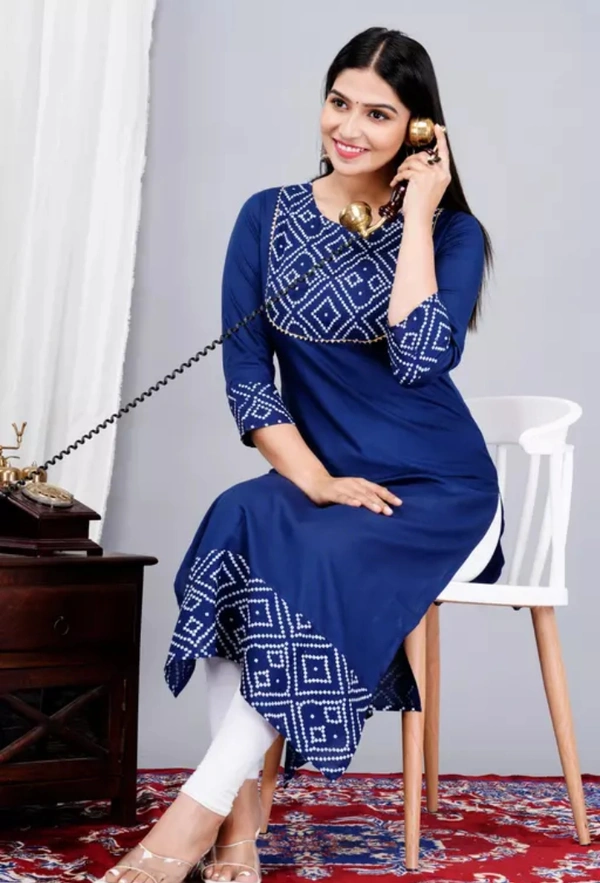 Neha Collection Women's Rayon Ethnic Wear Kurti - Royal Blue, M