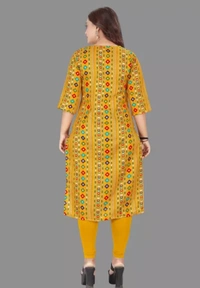Neha Collection Women's Premium A-line Cotton Kurti - Yellow, XXXL