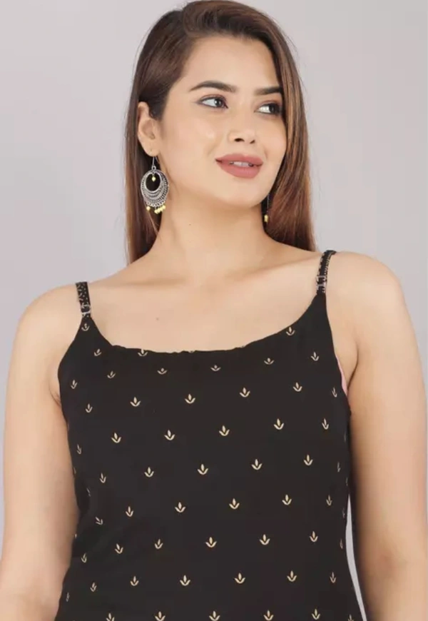 Neha Collection Women's Floral Printed Straight Fit Kurti - Black, XS