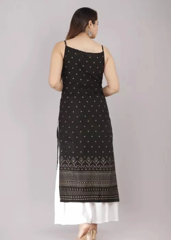 Neha Collection Women's Floral Printed Straight Fit Kurti - Black, XS