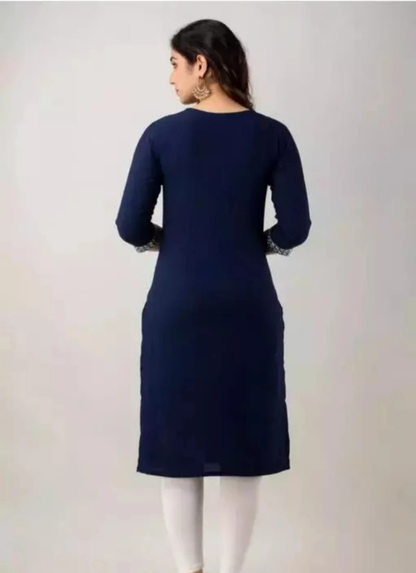 Neha Collection Women's Embroidery A-line Cotton Kurti - Blue, S