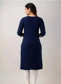 Neha Collection Women's Embroidery A-line Cotton Kurti - Blue, M