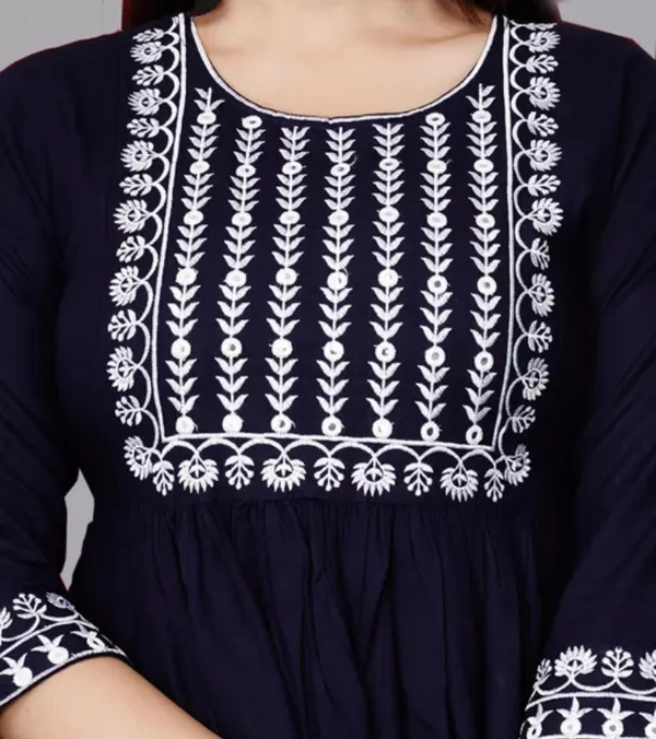 Neha Collection Women's Embroidery Kurti - Dark Blue, XXL