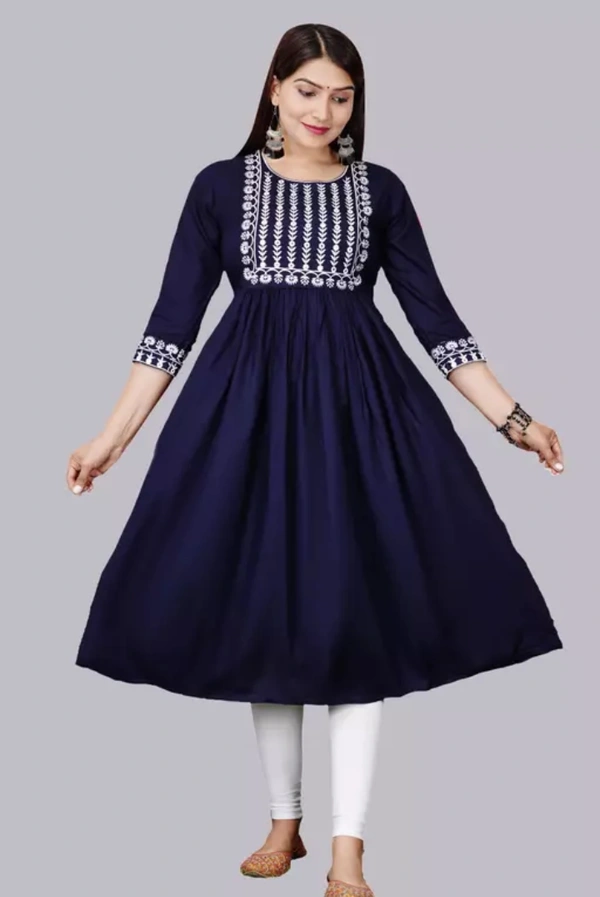 Neha Collection Women's Embroidery Kurti - Dark Blue, XXL