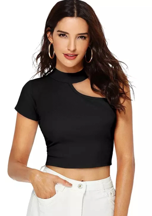 Neha Collection Women's Casual Stylish Short Crop Top - Black, XL