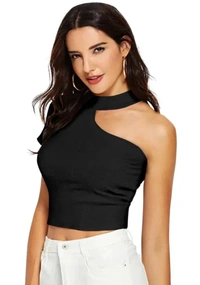 Neha Collection Women's Casual Stylish Short Crop Top - Black, XL