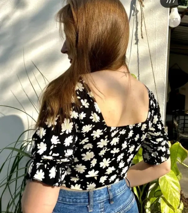 Neha Collection Women's Printed Crop Top - Black, M