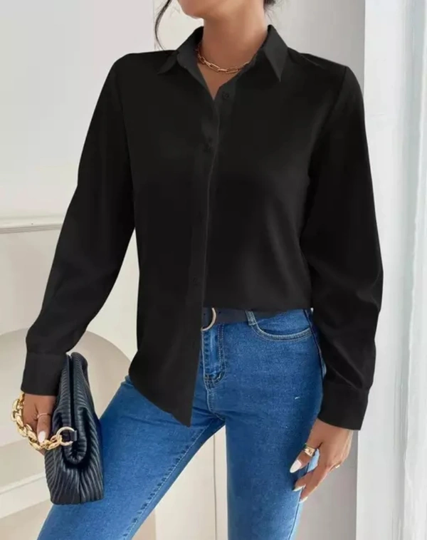 Neha Collection Women's Dimpy Garments Rayon Solid Button Front Women Shirt - Black, XL