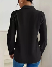 Neha Collection Women's Dimpy Garments Rayon Solid Button Front Women Shirt - Black, XL