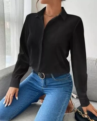 Neha Collection Women's Dimpy Garments Rayon Solid Button Front Women Shirt - Black, XL