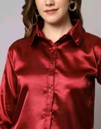 Neha Collection Women Solid Formal Shirt - Maroon, S