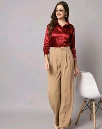 Neha Collection Women Solid Formal Shirt - Maroon, M