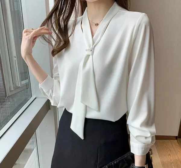 Neha Collection Women Stylish Formal Shirt - White, L