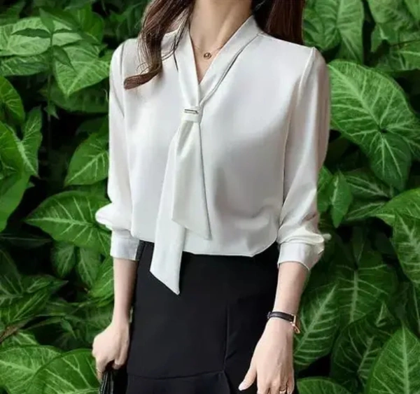 Neha Collection Women Stylish Formal Shirt - White, M