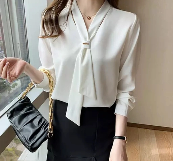 Neha Collection Women Stylish Formal Shirt - White, M