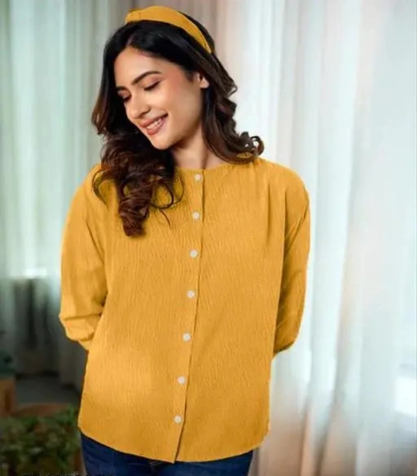 Neha Collection Women Stylish Puffed Sleeved Shirt - Yellow, S