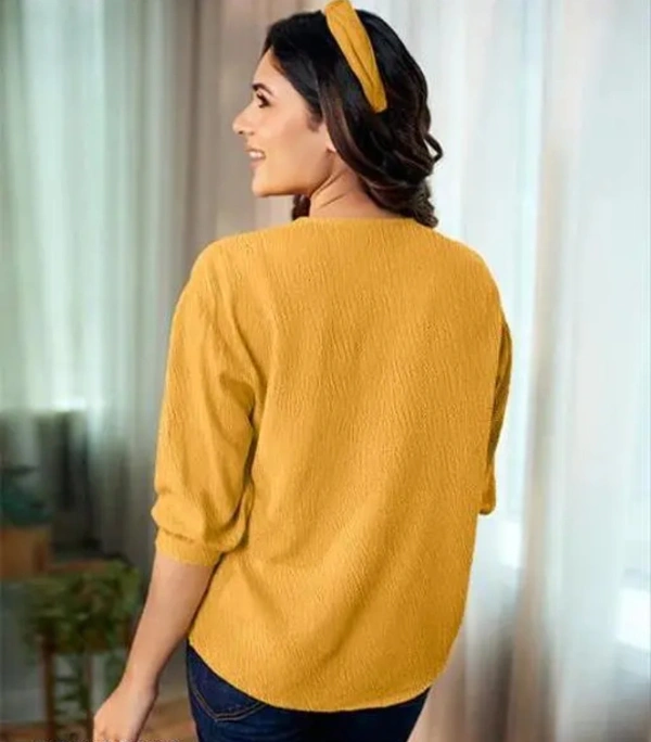 Neha Collection Women Stylish Puffed Sleeved Shirt - Yellow, S