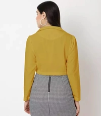 Neha Collection Women Lapel Neck Crop Shirt - yellow, L