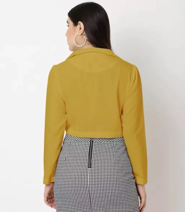 Neha Collection Women Lapel Neck Crop Shirt - yellow, S