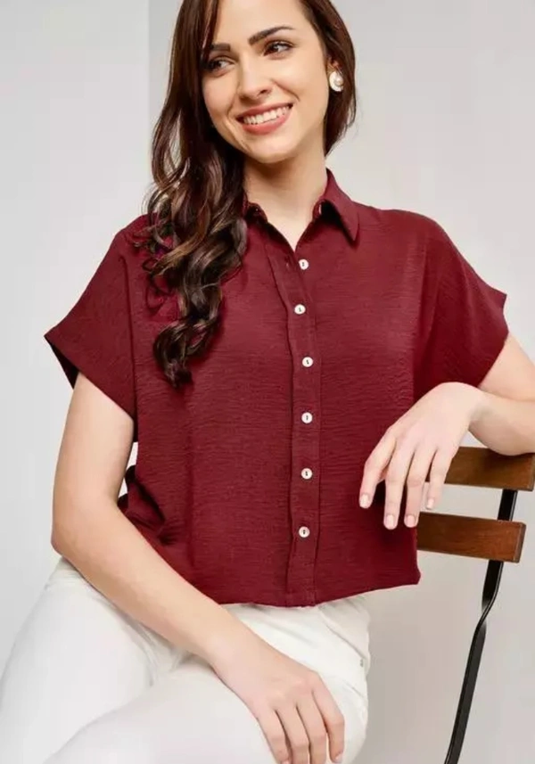 Neha Collection Women Slugabed Flaunt Crushed Shirt - Maroon, M