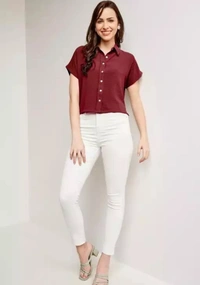 Neha Collection Women Slugabed Flaunt Crushed Shirt - Maroon, M