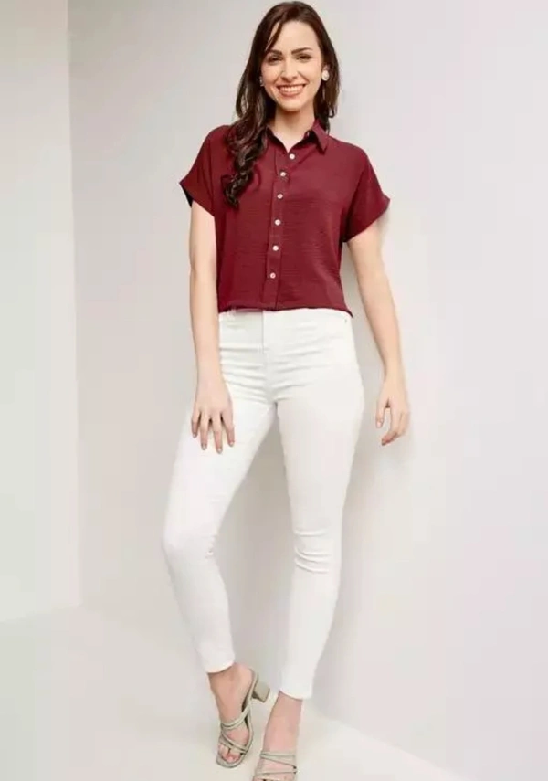 Neha Collection Women Slugabed Flaunt Crushed Shirt - Maroon, M