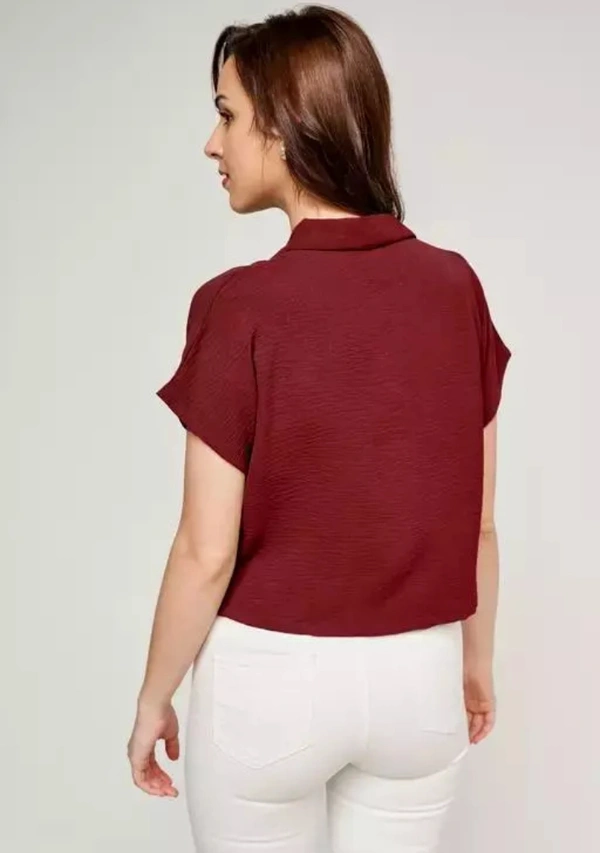 Neha Collection Women Slugabed Flaunt Crushed Shirt - Maroon, M