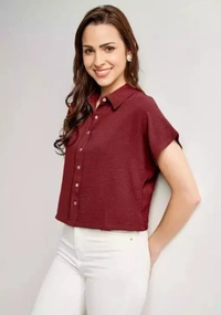 Neha Collection Women Slugabed Flaunt Crushed Shirt - Maroon, M
