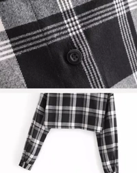 Neha Collection Women Chic Checkered Crop Shirt - Black, XL